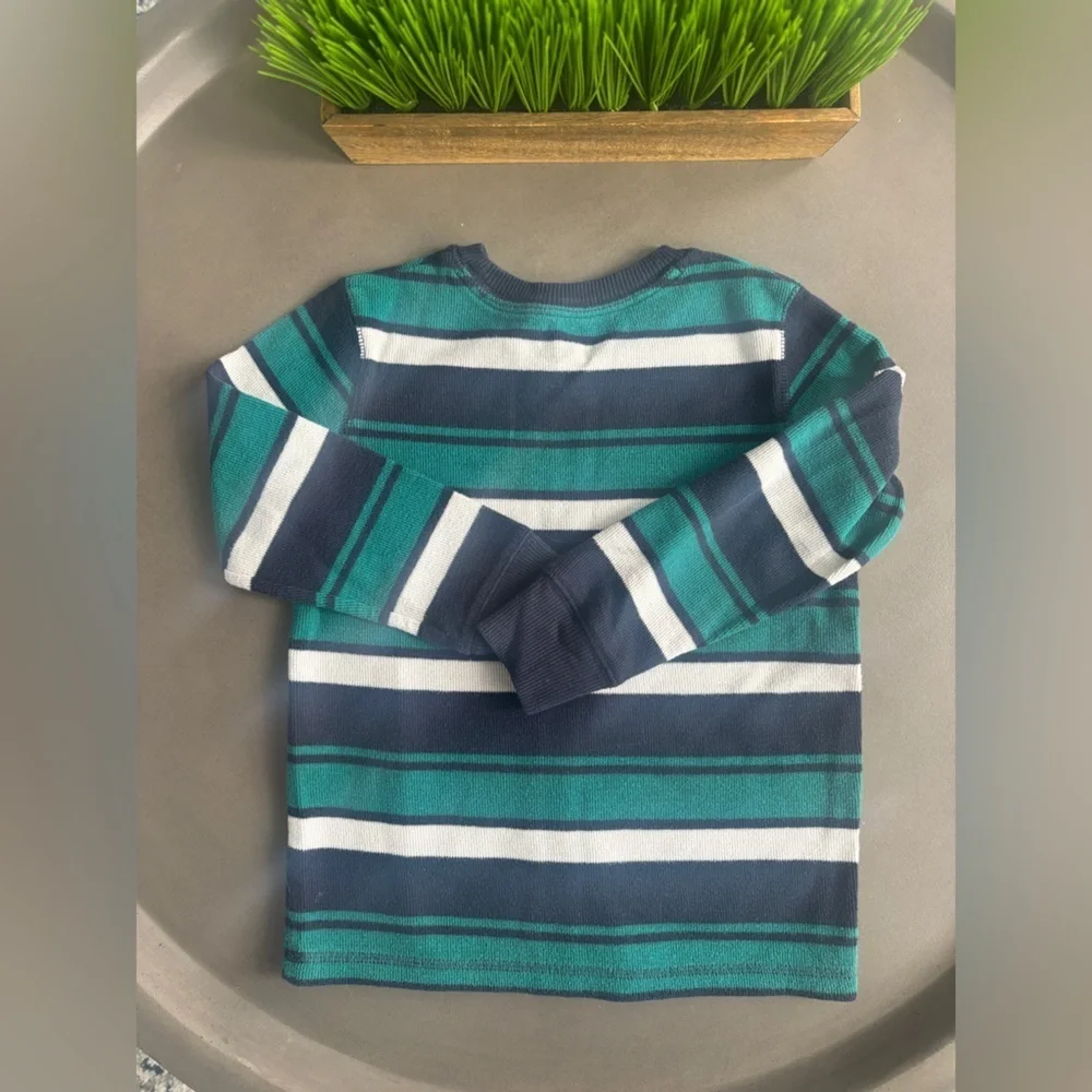 Sonoma Kids Long Sleeve Shirt - Teal and Navy Stripes Size 5/6